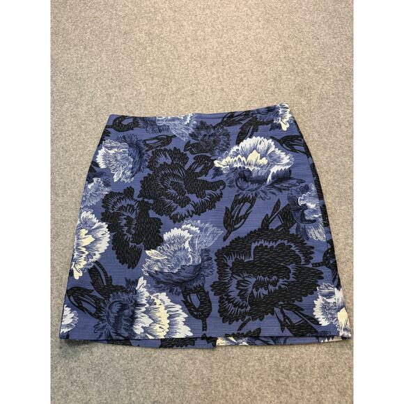 Women's Ann Taylor Blue Floral Botanical Mini Skirt Size 6P - Picture 6 of 6